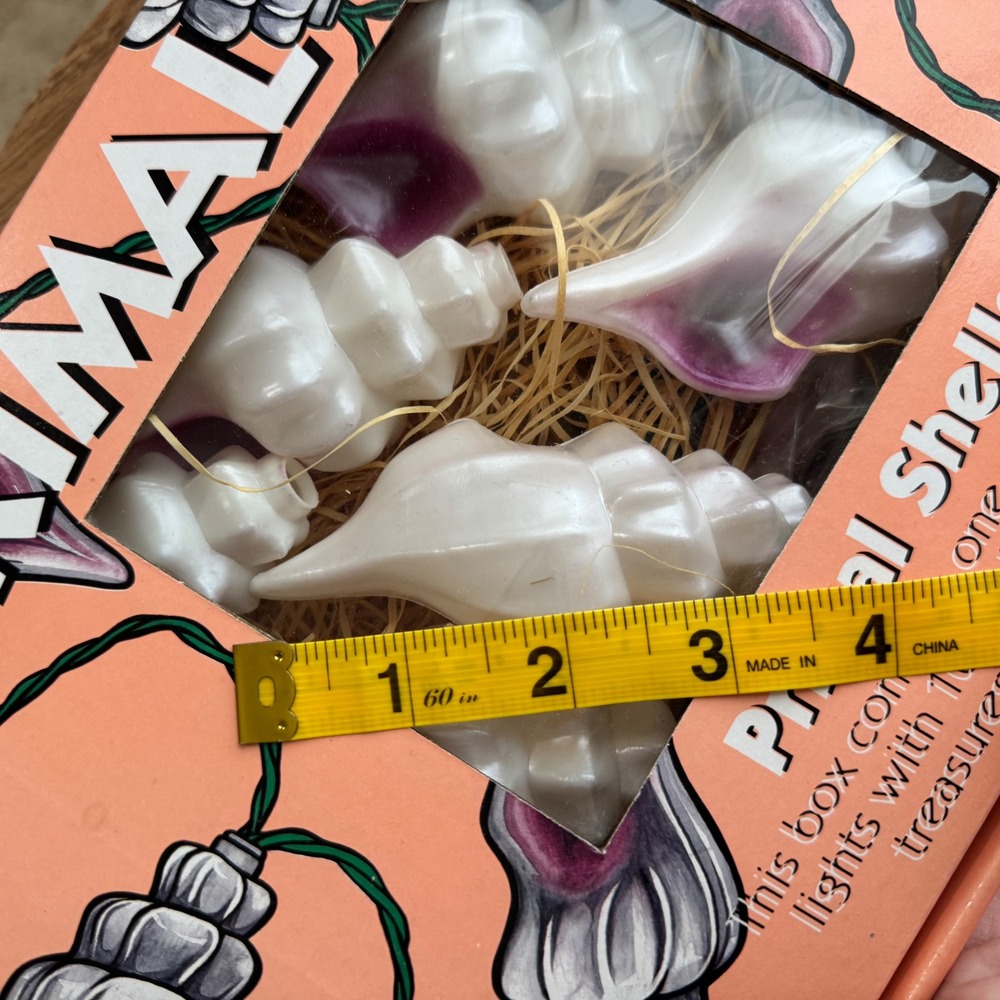 NIB VTG 90s Primal Lite Shell String Lights 14ft 10 shells Kitsch Patio Tropical - Picture 6 of 6